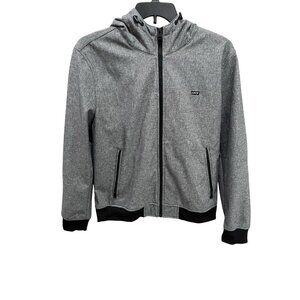 Levi Men's XL Hooded Water Resistant Softshell Bomber Jacket Dark Grey Zip Up
